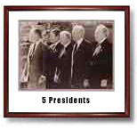 Meeting of the Presidents.Photograph of five presidents. Jimmy Carter, Richard Nixon, Ronald Reagan,  George Bush and Gerald Ford