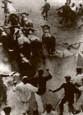  Pamplona Spain. Running The Bulls 1910